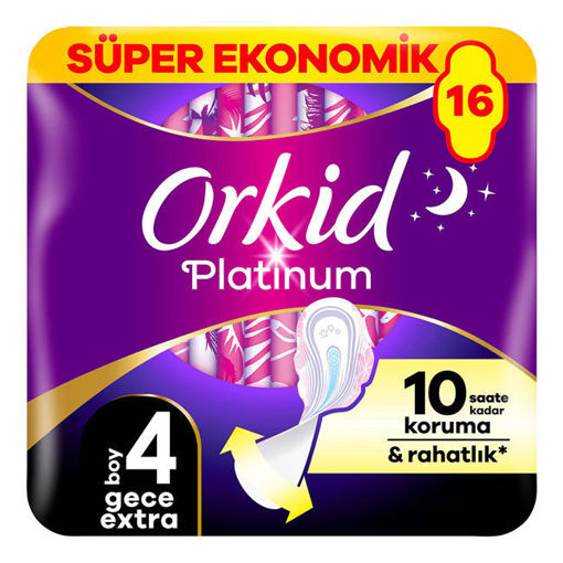 Orkid Platinum Dörtlü Hijyenik Ped Gece Ekstra 16'lı nin resmi