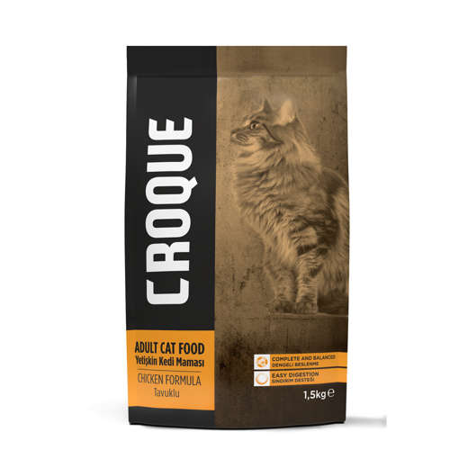 Croque Yetişkin Kedi Kuru Mama Tavuk Etli 1,5Kg nin resmi