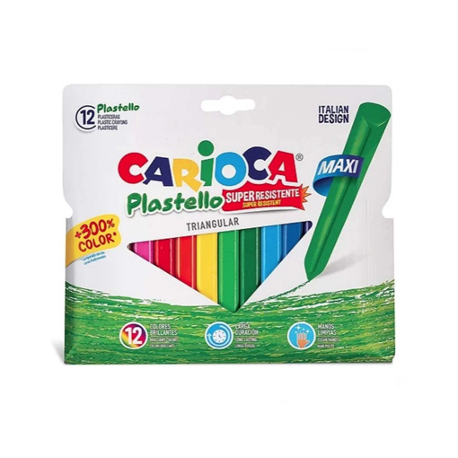 Carioca Jumbo Üçgen Yıkanabilir Pastel Boya Kalemi 12'li 42671 nin resmi