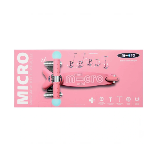 Micro Mini2Grow Deluxe Magic LED 3 Tekerlekli Scooter Pink nin resmi