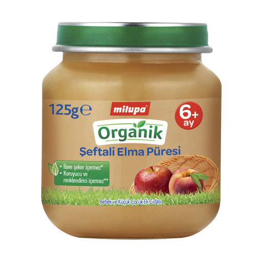 Milupa Organik Şeftali Elma Püresi Kavanoz 125 Gr  6+ Ay nin resmi