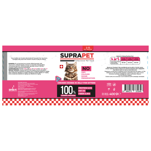 Suprapet Yavru Kedi Tavuklu Parça Etli ve Jöleli 400 Gr nin resmi