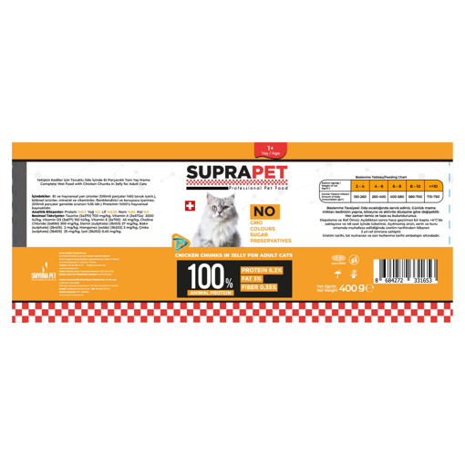 Suprapet Yetişkin Kedi Tavuklu Parça Etli ve Jöleli 400 Gr nin resmi