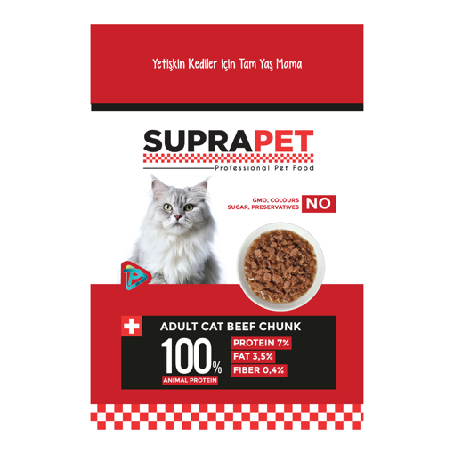 Suprapet Yetişkin Kedi Biftekli Parça Etli 85 Gr nin resmi