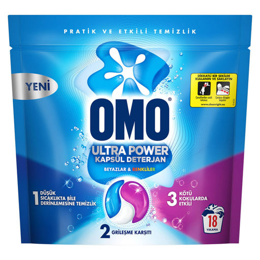 Omo Ultra Power Kapsül Deterjan 18 Kapsül 234 Gr nin resmi