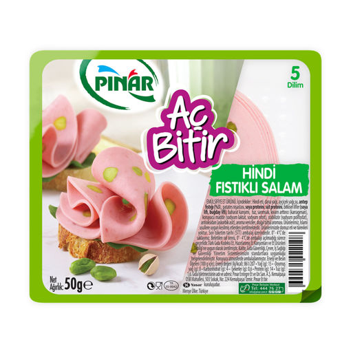 Pınar Salam Aç Bitir Hindi Fıstıklı Salam 50 Gr nin resmi