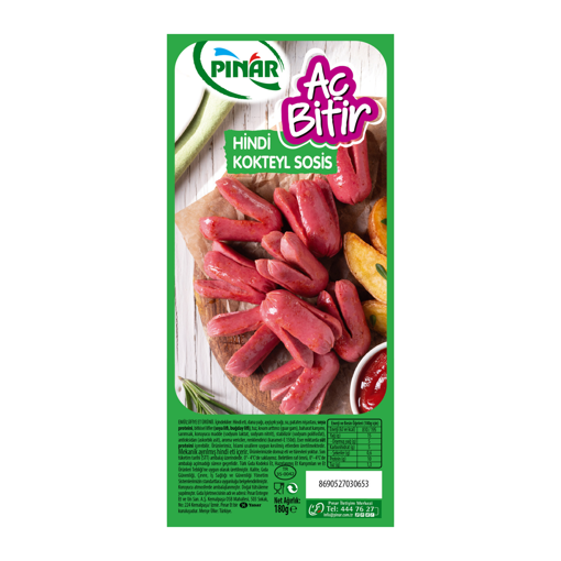 Pınar Aç Bitir Kokteyl Hindi Sosis 180 Gr nin resmi