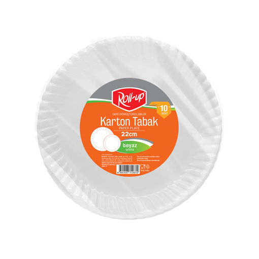 Roll-Up Party Dreams Karton Tabak Beyaz 10'lu 22 Cm nin resmi