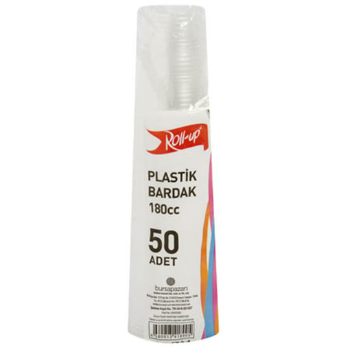 Roll-Up Plastik Şeffaf Bardak Şeffaf 50'li 180 Cc nin resmi
