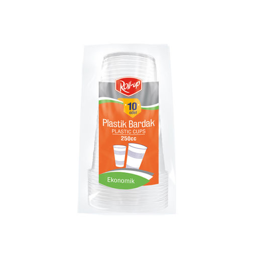 Roll-Up Plastik Şeffaf Bardak 10'lu 250 Cc nin resmi
