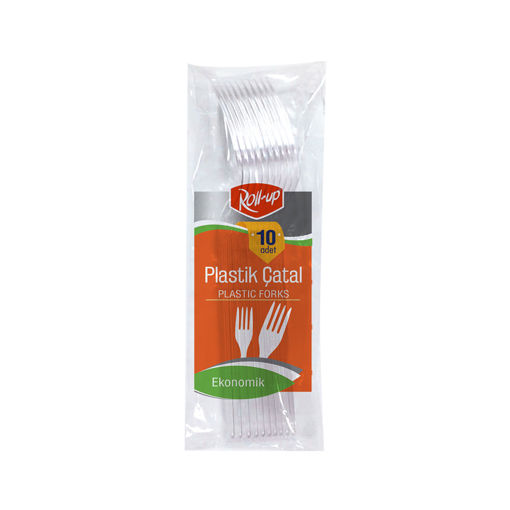 Roll-Up Plastik Şeffaf Çatal 10'lu nin resmi