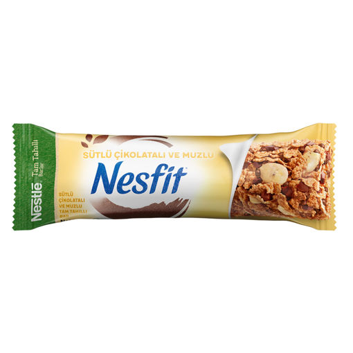 Nestle Nesfit Sütlü Çikolatalı ve Muzlu Tam Tahıllı Bar 23,5 Gr nin resmi