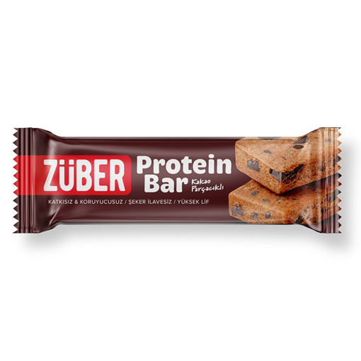 Züber  Kakao Parçacıklı Protein Bar 35 Gr nin resmi