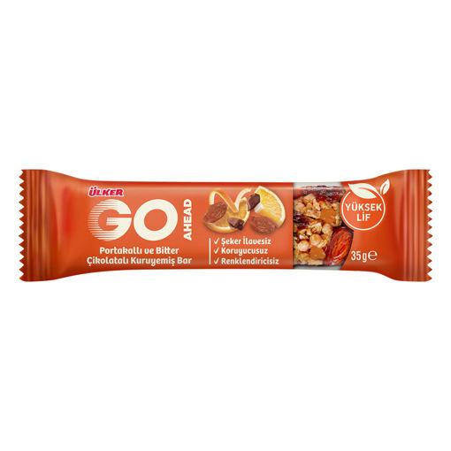 Ülker Go Ahead Portakallı Üzümlü Kuruyemiş Bar 35 Gr nin resmi