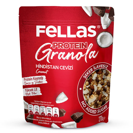 Fellas Hindistan Cevizi ve Kakaolu Protein Granola 270 Gr nin resmi