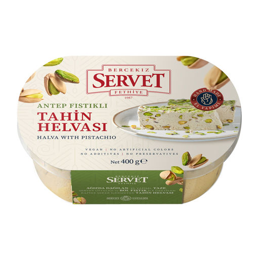 Servet Şeker İlavesiz Antep Fıstıklı Tahin Helva 400Gr nin resmi