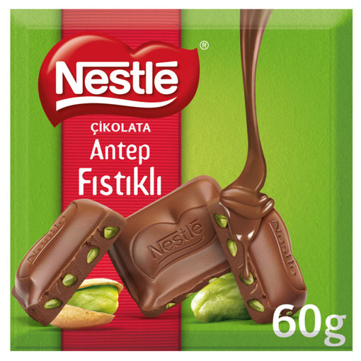 Nestle Antep Fıstıklı Sütlü Kare Çikolata 60 Gr nin resmi