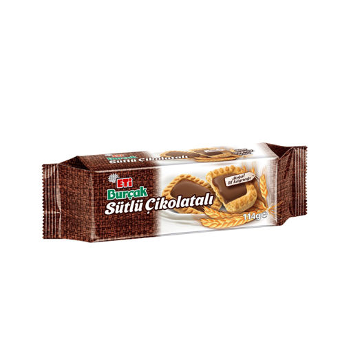 Eti Burçak Sütlü Çikolatalı Bisküvi 114 Gr nin resmi