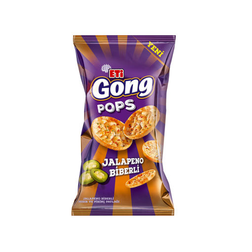 Eti Gong Pops Jalapenolu Mısır Ve Pirinç Patlağı 80Gr nin resmi
