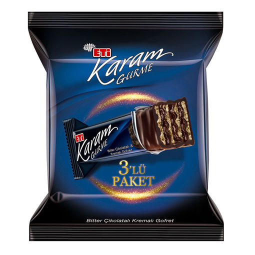 Eti Karam Gurme Bitter Çikolata Kremalı Gofret 3'lü 150 Gr nin resmi