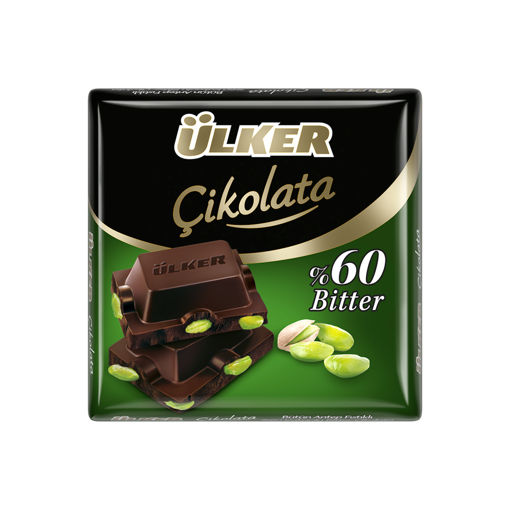 Ülker Bütün Antep Fıstıklı %60 Bitter Çikolata 65 Gr nin resmi