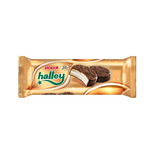 Ülker Halley Çikolata Kaplamalı Sandviç Bisküvi 8'li 240 Gr nin resmi