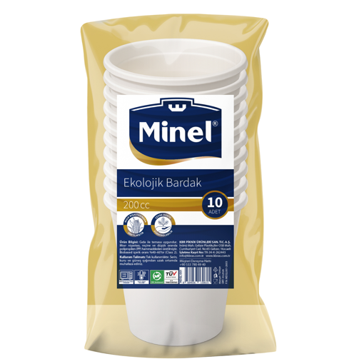 Kbr Minel Ekolojik bardak 200 Cc 10 Lu Bardak nin resmi