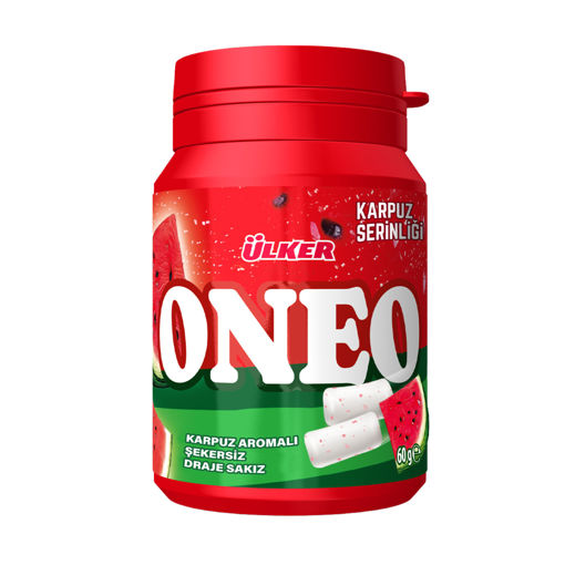 Ülker Oneo Karpuz Aromalı Bottle Draje Sakız 60 Gr nin resmi