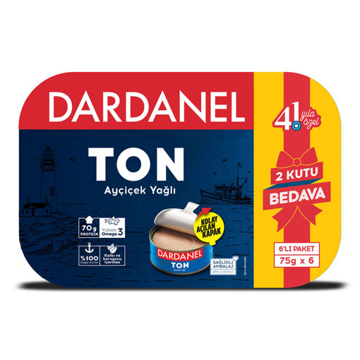 Dardanel Ayçiçek Yağlı Ton Balığı 6 x 75 Gr nin resmi