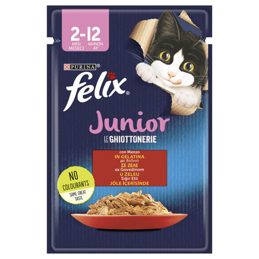 Felix Junior Sığır Etli Yaş Yavru Kedi Maması Pouch 85 Gr nin resmi
