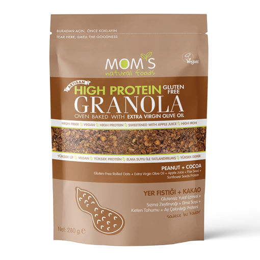 Moms Glutensiz Yer Fıstığı Kakao Granola 280Gr nin resmi