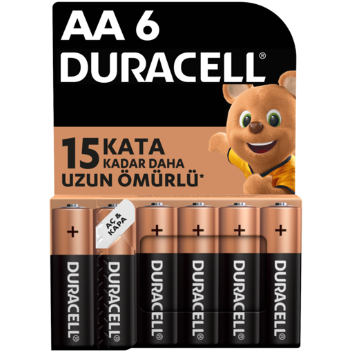 Duracell Alkalin AA Kalem Pil 6'lı Paket nin resmi
