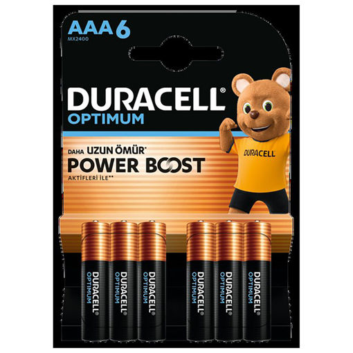 Duracell Optimum Powerboost AAA İnce Kalem Pil 6'lı nin resmi
