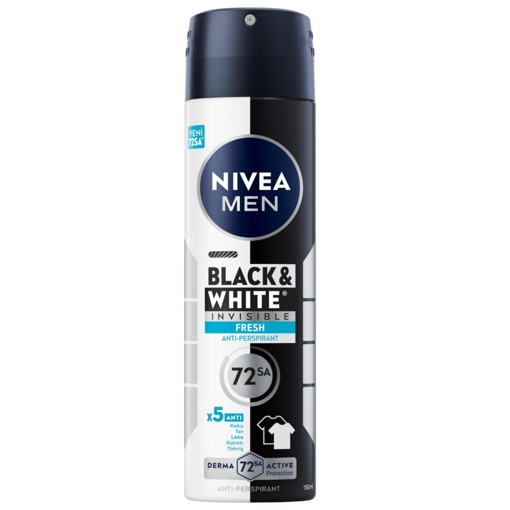 Nivea Men Invisible Black White Fresh Erkek Deodorant Sprey 150 ml nin resmi