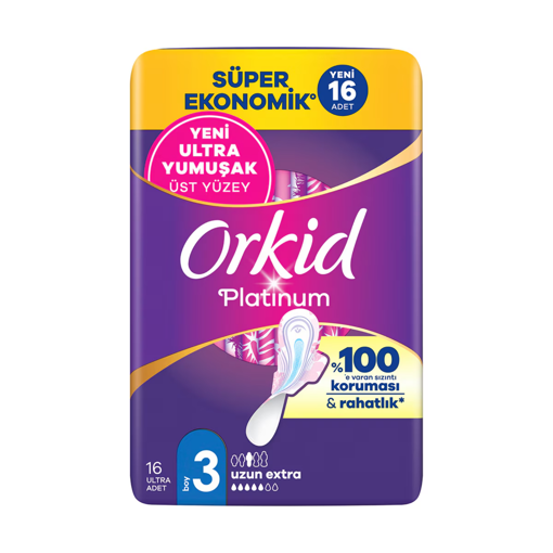 Orkid Platinum Üçlü Hijyenik Ped Gece Ekstra 16'lı nin resmi