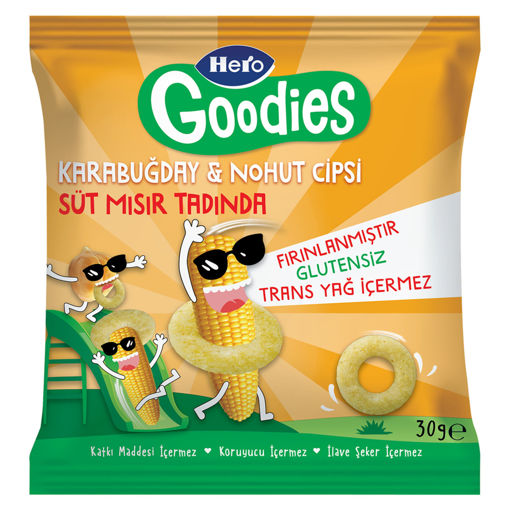 Hero Goodies Süt Mısırlı Karabuğday Nohut Cipsi 30 Gr nin resmi