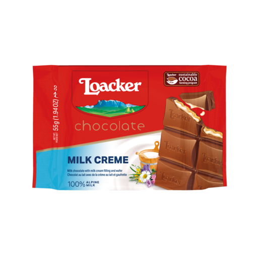 Loacker Choalate Bar Milk Creme 55 Gr nin resmi