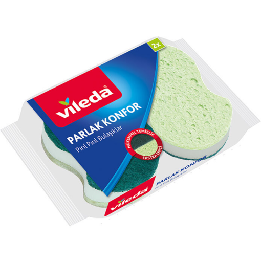 Vileda Parlak Konfor Oluklu Sünger 2'li Paket nin resmi