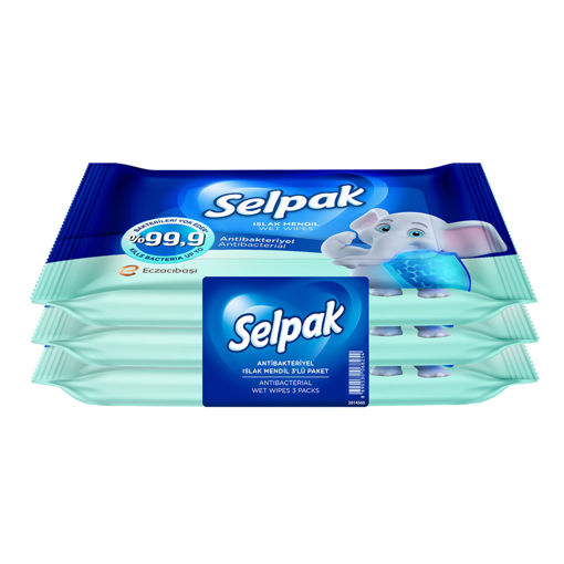 Selpak Antibakteriyel Islak Cep Mendili 3'Lü Paket nin resmi