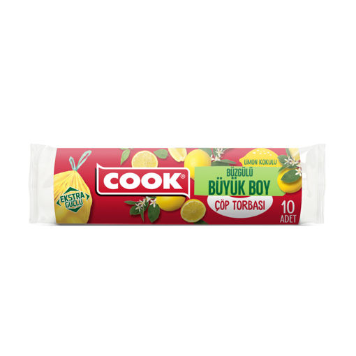 Cook Büzgülü Çöp Torbası Büyük Limon Kokulu 10 Adet nin resmi