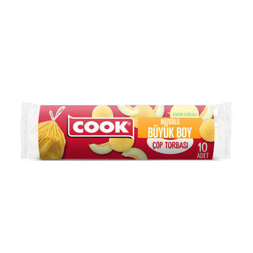 Cook Büzgülü Çöp Torbası Büyük Boy Kavun Kokulu 10'Lu nin resmi