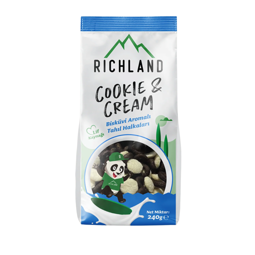 Richland Cookie Cream Bisküvili Tahıl Halkaları 240 Gr nin resmi