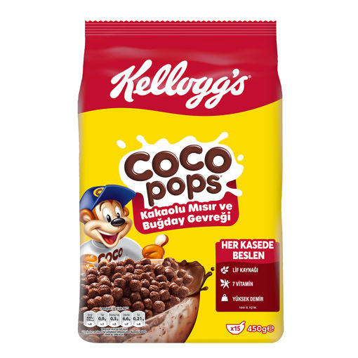Kellogg's Coco Pops Kakaolu Mısır ve Buğday Gevreği 450 Gr nin resmi