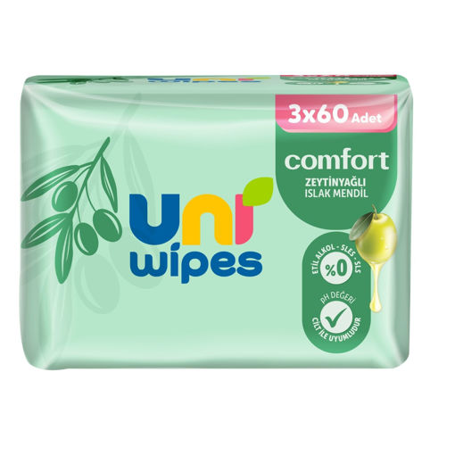 Uni Baby Islak Havlu Zeytinyağlı 3 x 60'Lı nin resmi