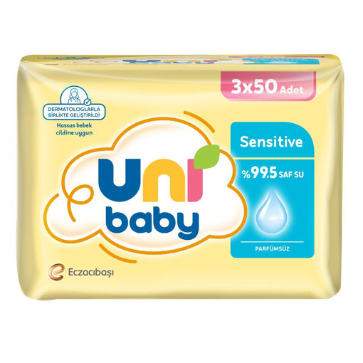 Uni Baby Sensitive Islak Mendil 3 x 50'li nin resmi