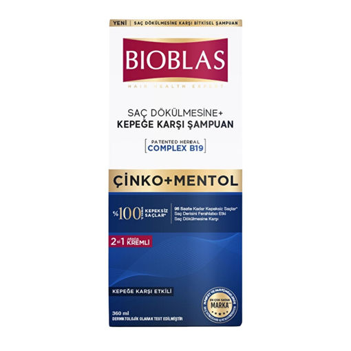 Bioblas Çinko + Mentol Saç Dökülmesi ve Kepeğe Karşı Şampuan 360 Ml nin resmi
