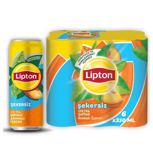 Lipton Ice Tea Şekersiz Şeftali Aromalı Soğuk Çay 6 x 330 Ml nin resmi