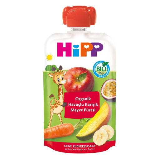 Hipp Organik Havuçlu Karışık Meyve Püresi 100 Gr nin resmi