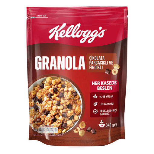Kellogg's Çikolata Parçacıklı & Fındıklı Granola 340 Gr nin resmi
